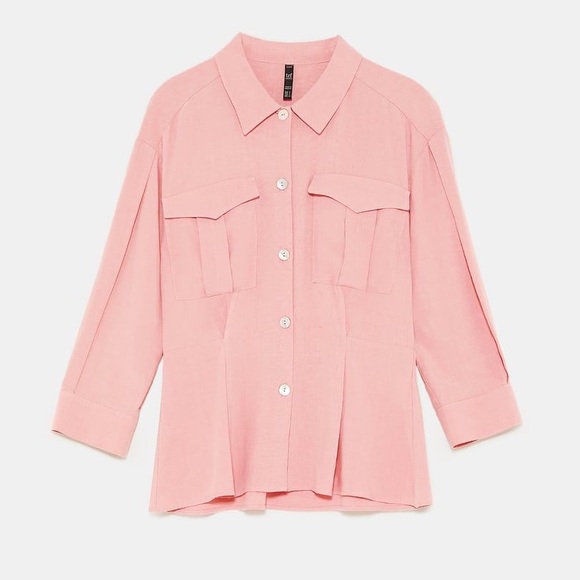 Barbie ready! Zara Pink pleated shirt top. Size M - Picture 4 of 5